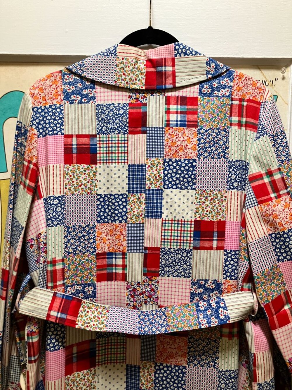 *STUNNING* 1960s Patchwork Coat, Excellent Cond. Vintage size 20.5! Large! CUTE! - Picture 15 of 16